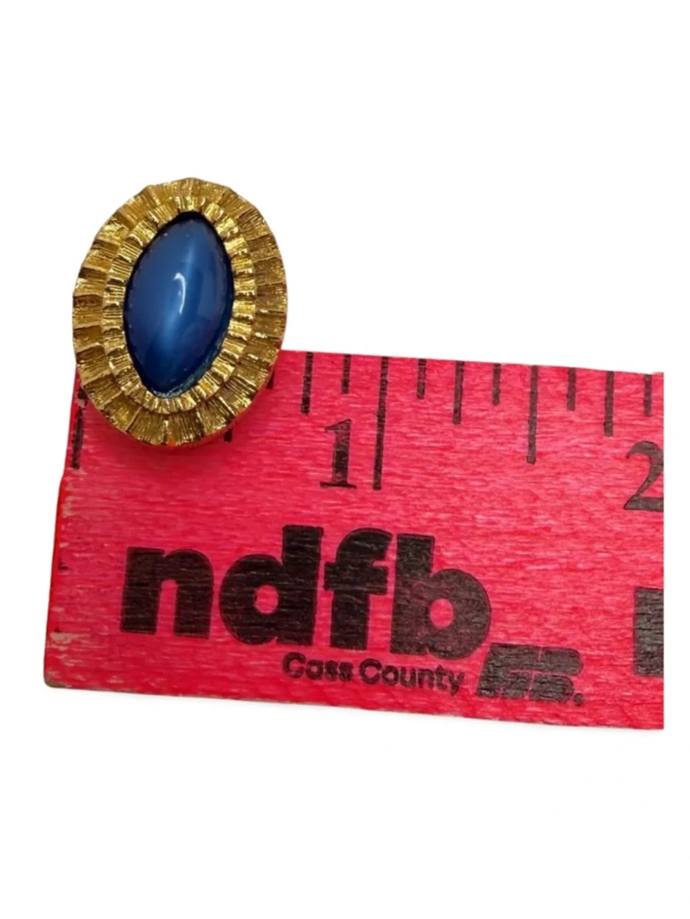 Vintage Gold Tone Blue Cabochon Cufflinks Textured Oval Statement